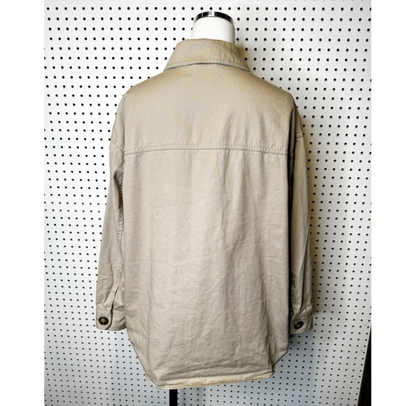 ASOS | Cotton Shacket in Light Khaki, Oversized Chore Shirt Jacket Sz. S - Picture 2 of 12